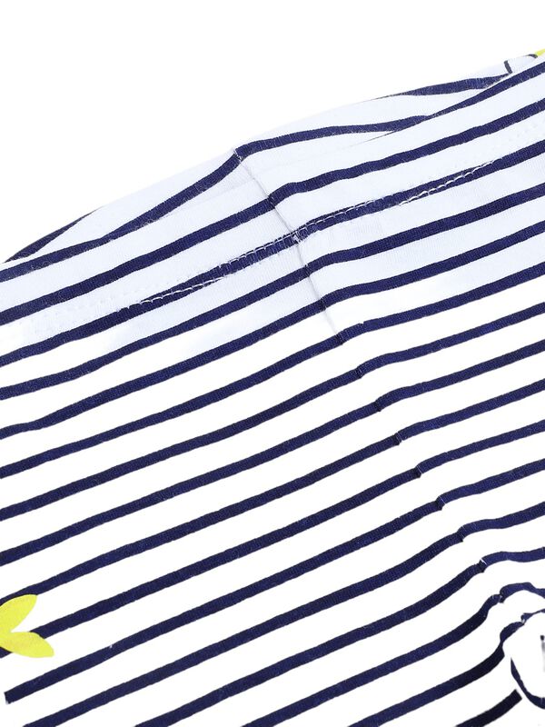 Girls White & Blue Printed T-Shirt with Short Pants image number 5
